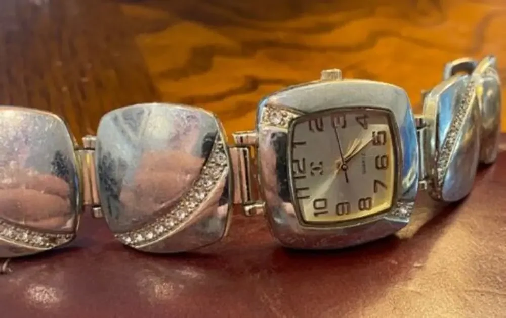 Women;s 30mm Silver Tone Charming Charlie Bracelet Watch, Crystal Accents